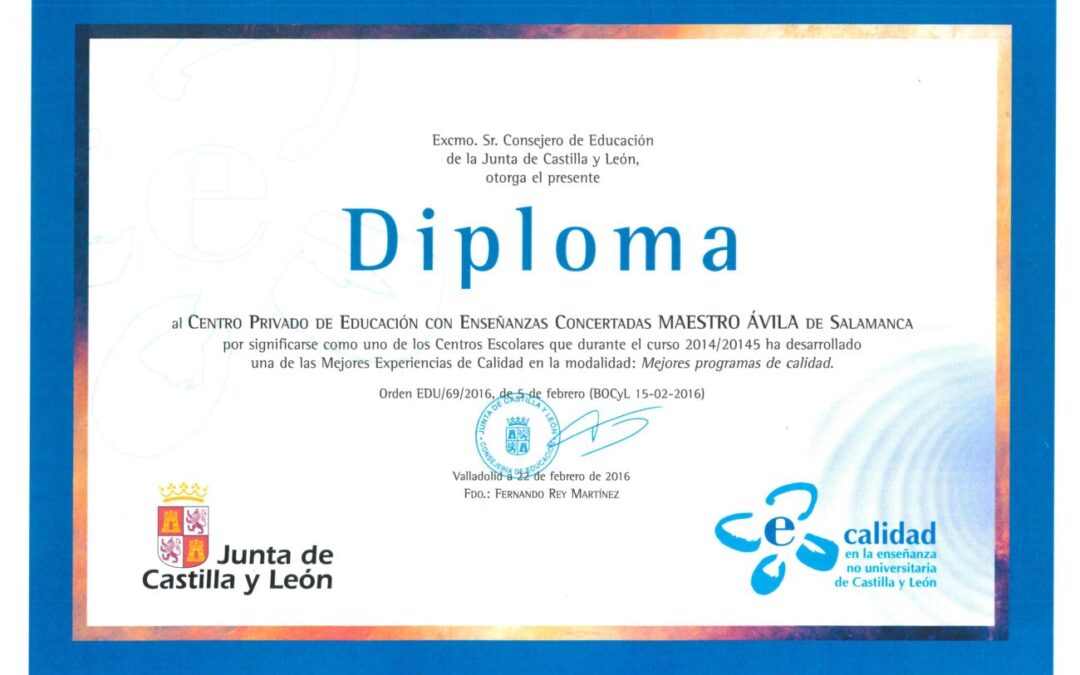 Reconocimiento del Consejero de Educación de la Junta de Castilla y León